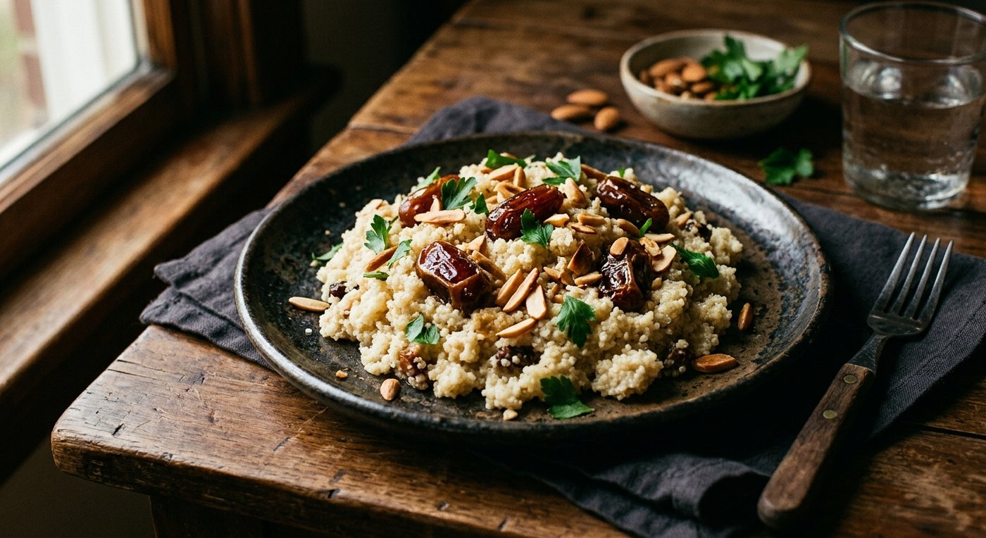 Fonio Pilaf with Dates & Toasted Almonds