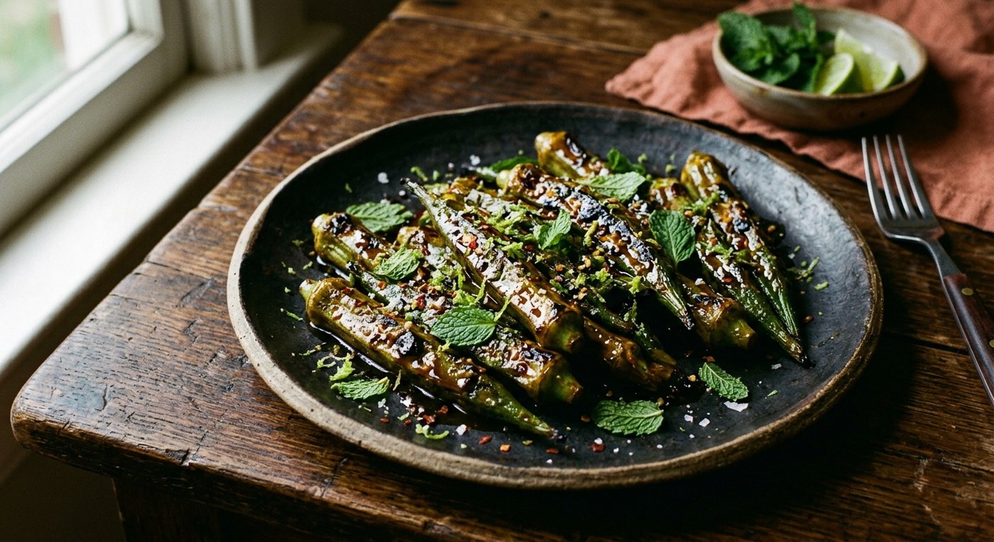 Grilled Okra with Tamarind & Lime
